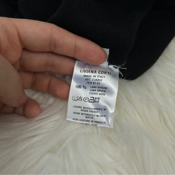 LIVIANA CONTI Pants Size XS Quiet Luxury Knit Wide Leg Cropped Wool Black Italy - Picture 9 of 11